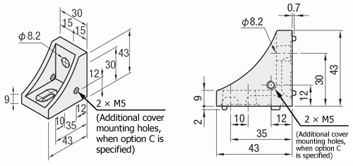 8 Series (10mm Groove Width) - Single Row Groove - Single-Sided Slot 90 degree Brackets: Related Images