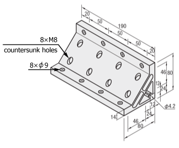 Dimensional Drawing of 90 degree Brackets