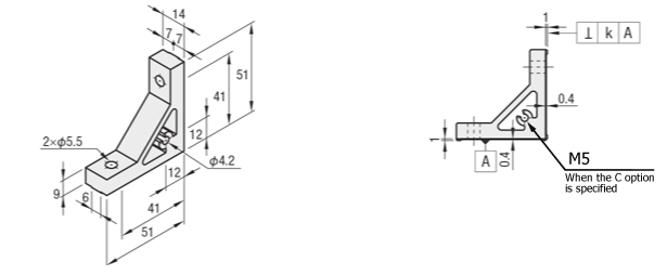 5 Series (groove width 6 mm) - For single row groove - Extruded extra thick 90 degree Brackets (right angle processing type): Related images