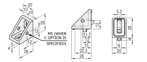 5 Series (6mm Groove Width) - Single Groove - Nut Mounting 90 degree Brackets: Related Images