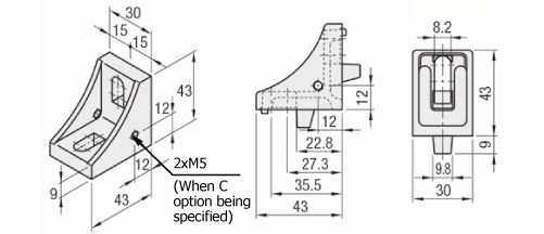 8 Series (groove width 10 mm) - For single row grooves - Nut stop 90 degree Brackets: Related images