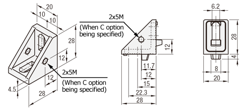 6 Series (groove width 8 mm) - For single row groove - Nut stop 90 degree Brackets: Related images