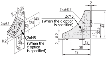 8-45 series (groove width 10 mm) - for single row grooves - inverted bracket with protrusion: Related images