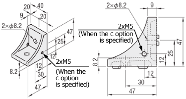 8-45 series (groove width 10 mm) - for single row grooves - inverted bracket with protrusion: Related images