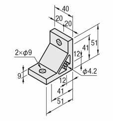 8-45 series (groove width 10 mm) - for single row groove - for extruded thick bracket 50 square: Related images