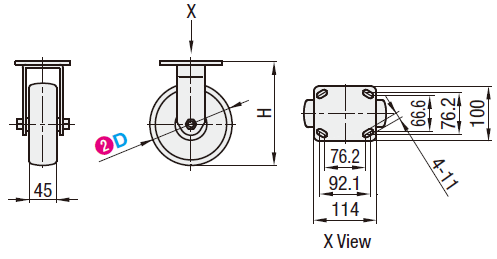 Casters - Heavy Load - Wheel Material: Rubber - Fixed Type:Related Image