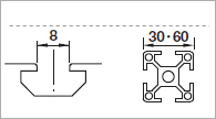 6 series (groove width 8 mm) Post-insertion stopper nuts for 30/60 square aluminum frames Related image 1_Compatible series