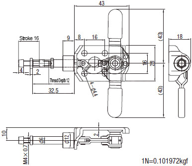 One-Touch Clamp Dimensional Drawing