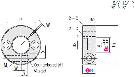 misumi scs MISUMI shaft collar dowel rings D6 to D50 Specification drawing