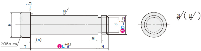 Economic type hinge pin Shouldered retaining ring fixed type Dimensional drawing