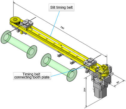 Application of long free-end belt in reciprocating motion mechanism