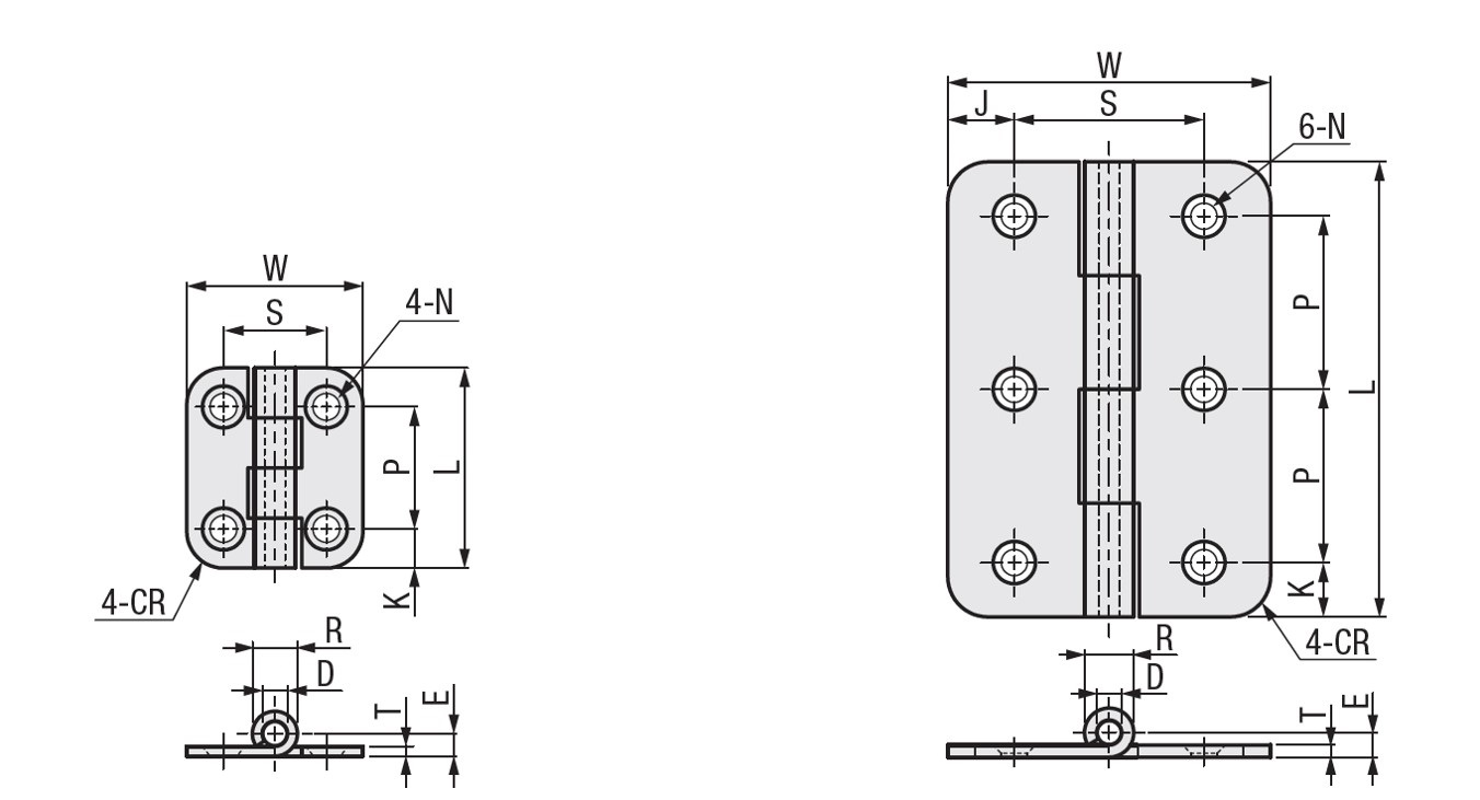 Economic type Butterfly Flat Hinges Tapered hole type