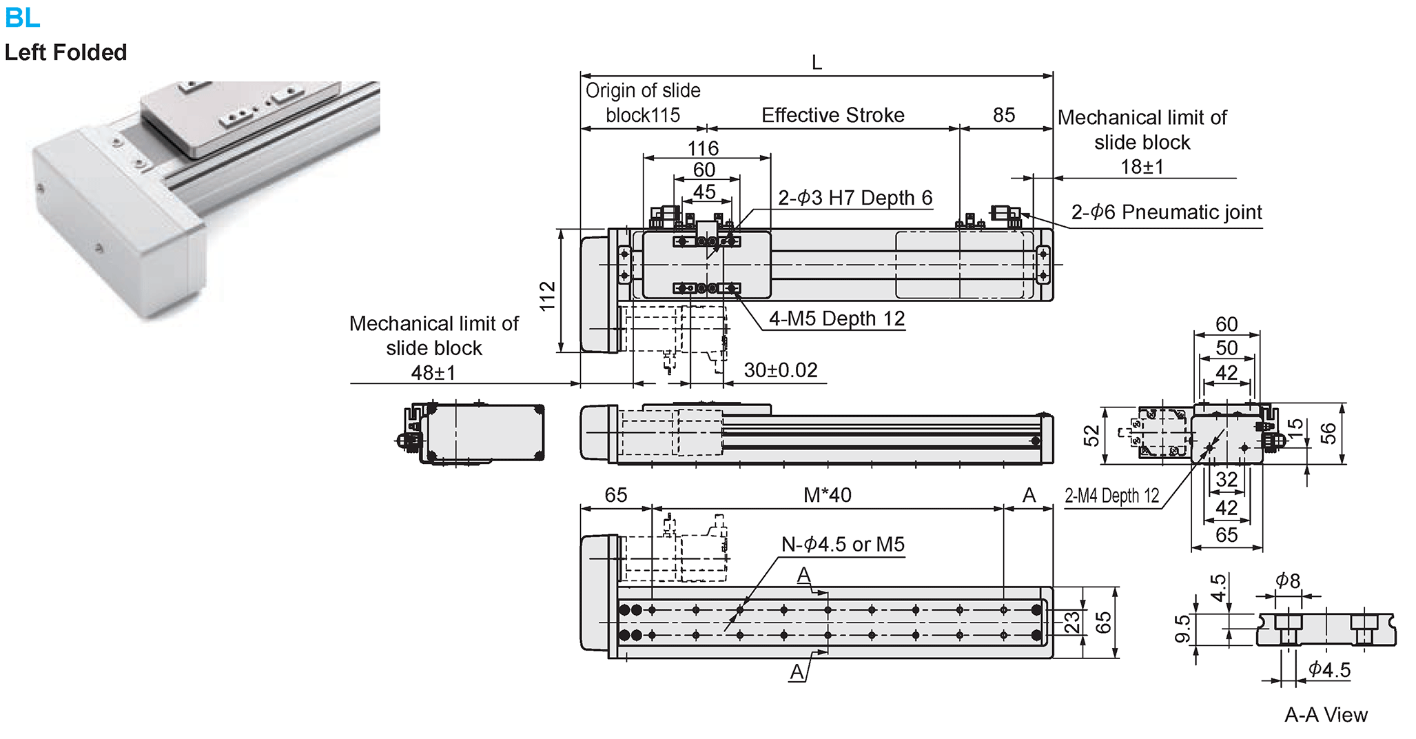 Dimensional Drawing of E-MCH6-BL