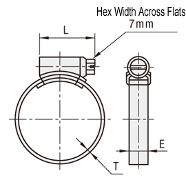 Hose Clamp Standard Type - Dimensional Drawing