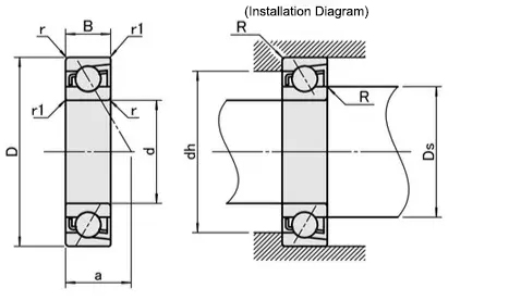 Radial ball bearing Dimensional drawing