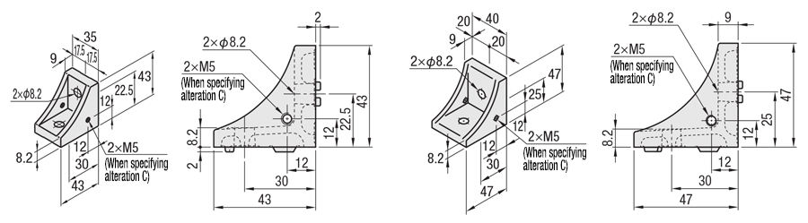 [Clean & Pack] Reversal Tabbed Bracket - 8-45 Series, 10mm Slot, 1 Slot ...