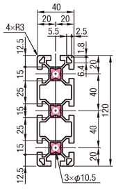 N-Series Aluminum Frame- Series 8, Rectangle, 40 × 120 mm, 4-Side Slots ...