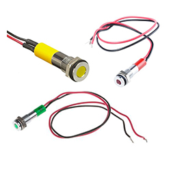 LED Indicators, 6mm Mount, 12 & 24Vdc, Flush Bezel, Wires