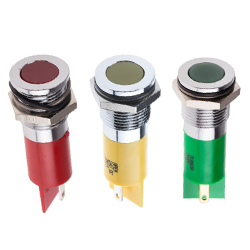 LED Indicators, 14mm Mount, 12, 24, 6-36Vdc, Flush Bezel