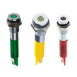LED Indicators, 6mm Mount, 12 & 24Vdc, Flush Bezel