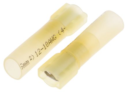 RS PRO Yellow Insulated Female Spade Connector, Receptacle, 6.35 x 0.8mm Tab Size, 4mm² to 6mm² (125-1976)