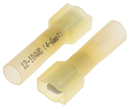 RS PRO Yellow Insulated Male Spade Connector, Tab, 6.35 x 0.8mm Tab Size, 4mm² to 6mm²