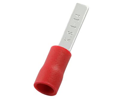 RS PRO Insulated Crimp Blade Terminal 14mm Blade Length, 0.5mm² to 1.5mm², 22AWG to 16AWG, Red (178-7245)