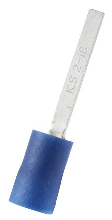 RS PRO Insulated Crimp Blade Terminal 18mm Blade Length, 1.5mm² to 2.5mm², 16AWG to 14AWG, Blue