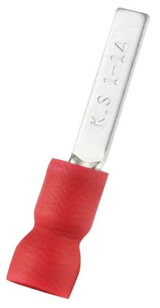 RS PRO Insulated Crimp Blade Terminal 14mm Blade Length, 0.5mm² to 1.5mm², 22AWG to 16AWG, Red (178-7249)