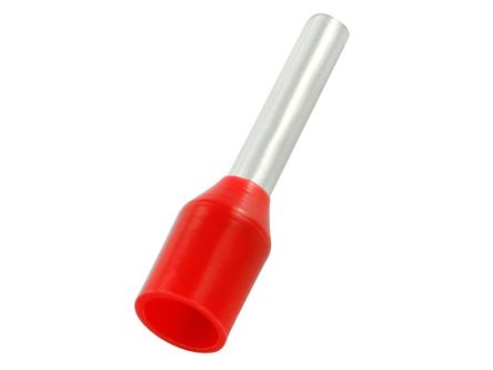 RS PRO Insulated Crimp Bootlace Ferrule, 12mm Pin Length, 1.7mm Pin Diameter, 1mm² Wire Size, Red, 18mm Length 