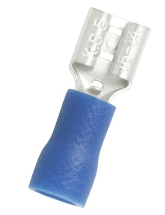 RS PRO Blue Insulated Female Spade Connector, Receptacle, 0.5 x 5.2mm Tab Size, 1.5mm² to 2.5mm² 