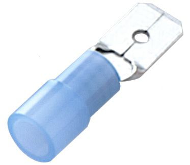 RS PRO Blue Insulated Male Spade Connector, Tab, 0.8 x 6.35mm Tab Size, 1.5mm² to 2.5mm² (178-8381)