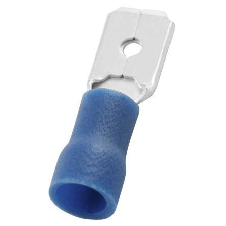 RS PRO Blue Insulated Male Spade Connector, Tab, 0.8 x 6.35mm Tab Size, 1.5mm² to 2.5mm² (178-8383)