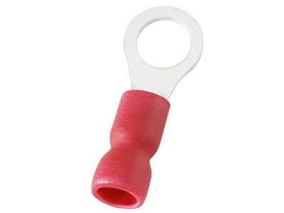 RS PRO Insulated Ring Terminal, 4.3mm Stud Size, 0.5mm² to 1.5mm² Wire Size, Red, 22mm Length