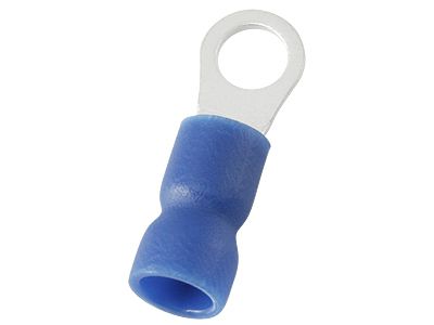 RS PRO Insulated Ring Terminal, 4.3mm Stud Size, 1.5mm² to 2.5mm² Wire Size, Blue, 20.9mm Length
