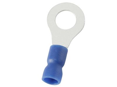 RS PRO Insulated Ring Terminal, 5.3mm Stud Size, 1.5mm² to 2.5mm² Wire Size, Blue, 23.3mm Length