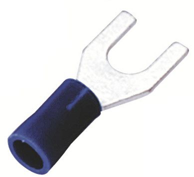 RS PRO Insulated Crimp Spade Connector, 1.5mm² to 2.5mm², 16AWG to 14AWG, 3.7mm Stud Size Vinyl, Blue, 21mm Length