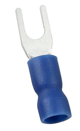 RS PRO Insulated Crimp Spade Connector, 1.5mm² to 2.5mm², 16AWG to 14AWG, 3.7mm Stud Size Vinyl, Blue, 22.5mm Length 