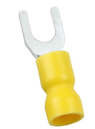 RS PRO Insulated Crimp Spade Connector, 4mm² to 6mm², 12AWG to 10AWG, 5.3mm Stud Size Vinyl, Yellow