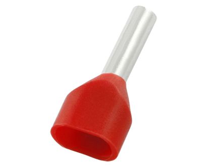 RS PRO Insulated Crimp Bootlace Ferrule, 10mm Pin Length, 2.4mm Pin Diameter, 2 x 1.0mm² Wire Size, Red