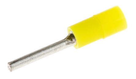 RS PRO Insulated, Tin Crimp Pin Connector, 0.2mm² to 0.5mm², 26AWG to 22AWG, 1.4mm Pin Diameter, 10mm Pin Length, Yellow