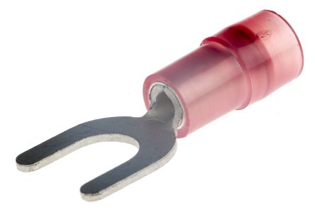 RS PRO Insulated Crimp Spade Connector, 0.5mm² to 1.5mm², 22AWG to 16AWG, M5 (#10) Stud Size Nylon, Red