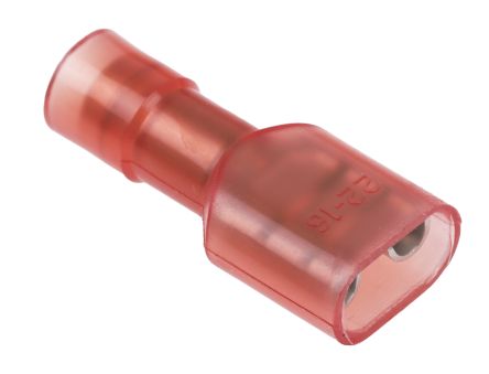 RS PRO Red Insulated Female Spade Connector, Double Crimp, 6.35 x 0.8mm Tab Size, 0.5mm² to 1.5mm² (267-4164)