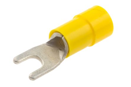 RS PRO Insulated Crimp Spade Connector, 4mm² to 6mm², 12AWG to 10AWG, M3.5 Stud Size Vinyl, Yellow