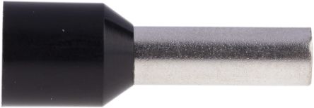 RS PRO Insulated Crimp Bootlace Ferrule, 12mm Pin Length, 3.9mm Pin Diameter, 6mm² Wire Size, Black