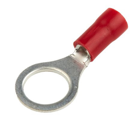 RS PRO Insulated Ring Terminal, M8 Stud Size, 0.5mm² to 1.5mm² Wire Size, Red, 26.7mm Length