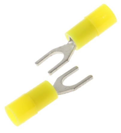 RS PRO Insulated Crimp Spade Connector, 0.2mm² to 0.5mm², 26AWG to 22AWG, M3 Stud Size Nylon, Yellow
