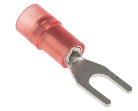 RS PRO Insulated Crimp Spade Connector, 0.5mm² to 1.5mm², 22AWG to 16AWG, M3.5 (#6) Stud Size Nylon, Red