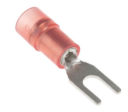 RS PRO Insulated Crimp Spade Connector, 0.5mm² to 1.5mm², 22AWG to 16AWG, M3 (#4) Stud Size Nylon, Red