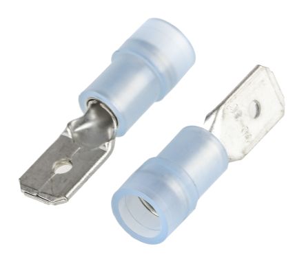 RS PRO Blue Insulated Male Spade Connector, Tab, 0.8 x 6.35mm Tab Size, 1.5mm² to 2.5mm² (267-4035)